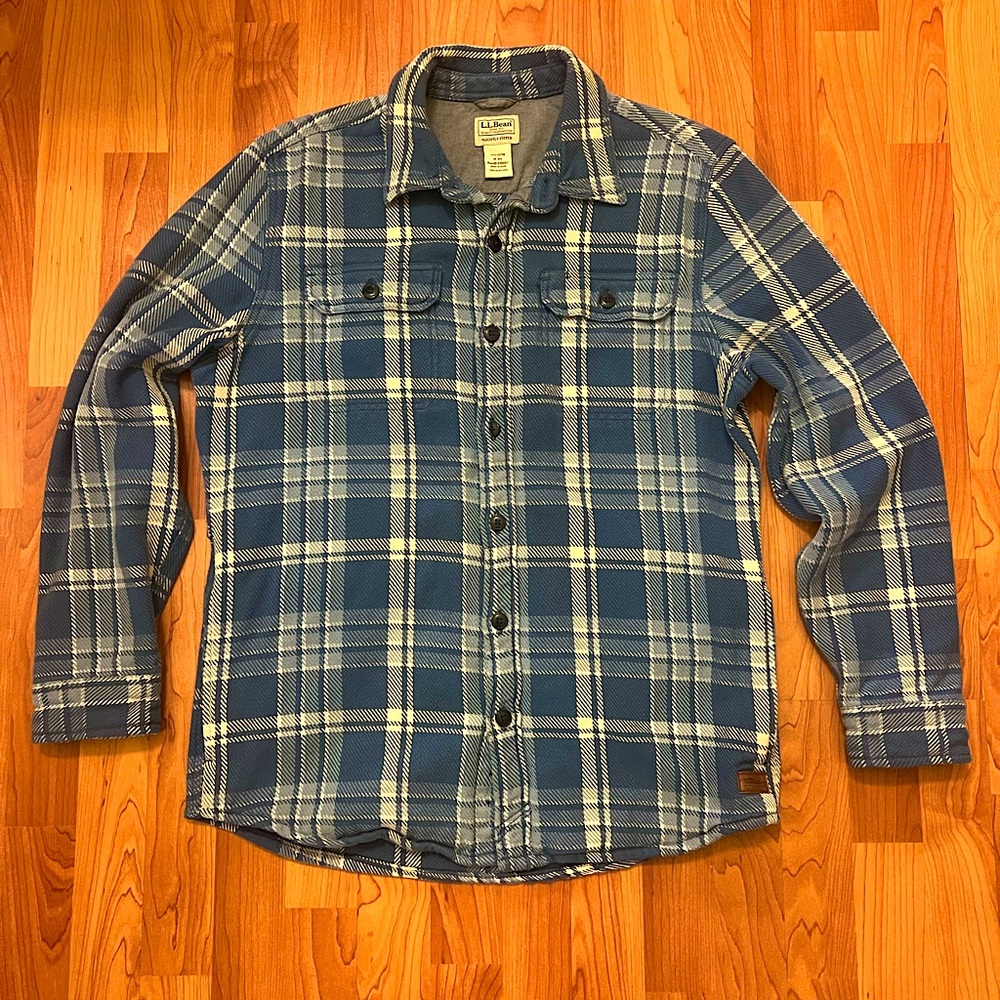 L.L. Bean 1912 Overshirt- 100% Cotton- Men’s Medium- Blue Plaid Shirt Jacket
